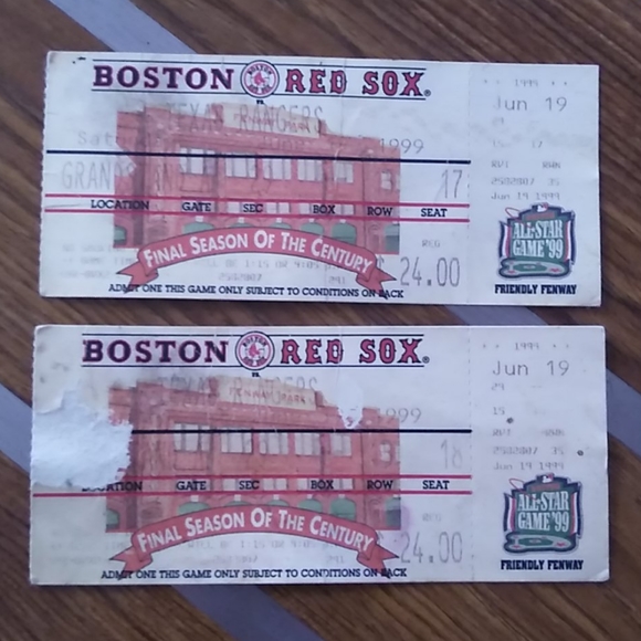 Vintage Boston Red Sox Tickets